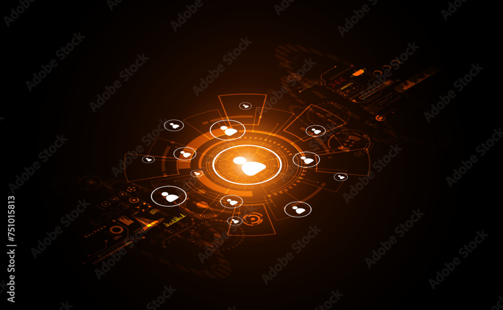 Aufkleber people and connection icons technology ui futuristic concept hud interface hologram elements of digi
