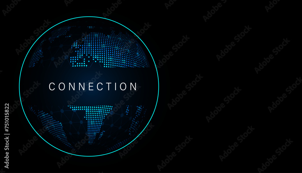 Aufkleber world map technology blue dots modern connection technology background with computer systems light b