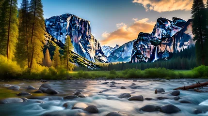 Deurstickers Panoramic view of the mountain river in the Altai mountains © Iman