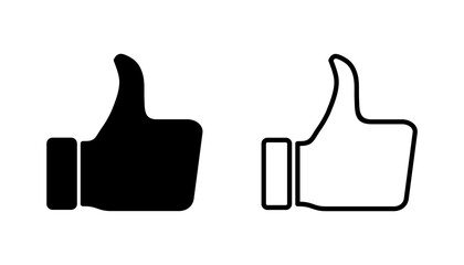 Thumbs up icon set. Hand like. Like icon vector.
