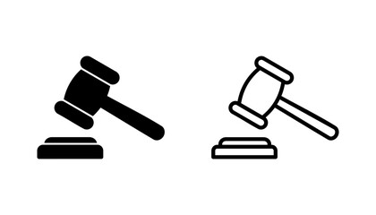 Gavel icon set. judge gavel icon vector. law icon vector. auction hammer