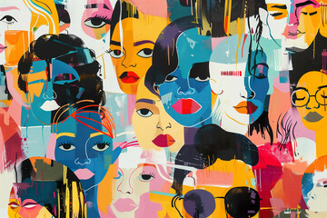 Urban Tapestry of Faces: Whimsical Characters in Contemporary Graphic Art