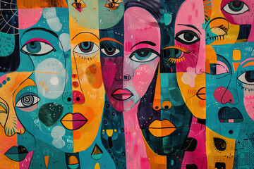 Funky Faces and Fashion: Eclectic Pop Art Meets Digital Chic Illustration