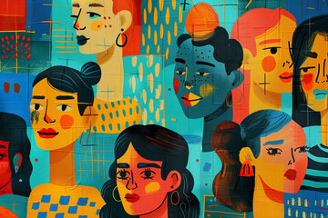 Serene Faces in Abstract Forms: A Modern Melange of Chic Graphic Artistry