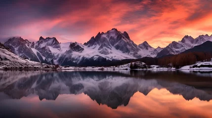 Foto op Canvas Panoramic view of Mount Cook at sunset, New Zealand. © Iman