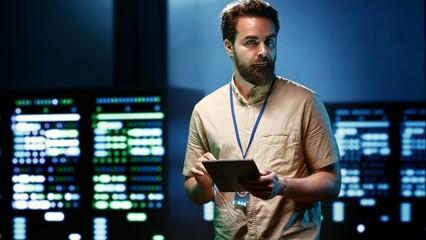 Specialist maintenancing server room responsible with intense data computations demanding high capacity, scalable, error free network to effectively support artificial intelligence machine learning