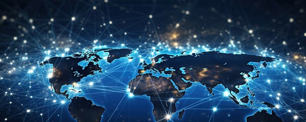 Global business concept of connections and information transfer in the world illustration