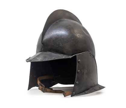 Historical helmet from the Thirty Years' War, isolated on white background