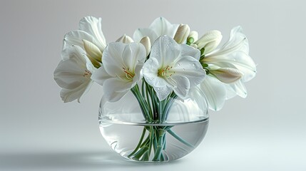 Bouquet of white lilies in a glass vase.