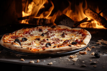 Traditional Italian pizza from the oven