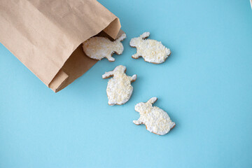 Easter gingerbread bunnies in a paper bag