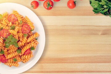 Homemade tasty hot Italian pasta dish