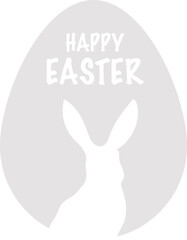 Easter bunny silhouette on a gray egg. Happy Easter.