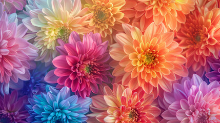 Multicolored chrysanthemum flowers spectrum rainbow