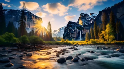 Foto op Plexiglas Panoramic view of Yosemite National Park, California, USA. © Iman