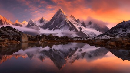Panoramic view of Mount Cook at sunrise, New Zealand. - obrazy, fototapety, plakaty