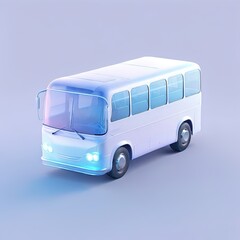 Glossy stylized glass icon of bus, vehicle, public, transport
