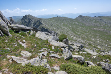Fototapeta na wymiar Summer Landscape of Rila Mountain near Kalin peaks, Bulgaria