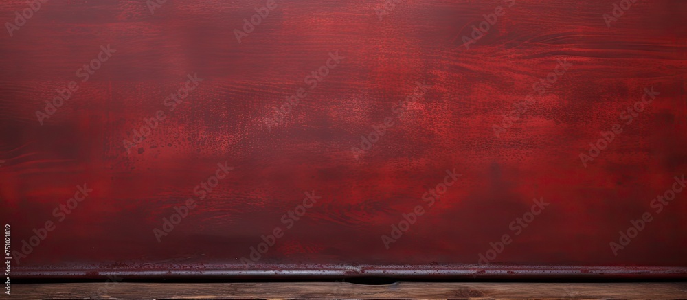 Poster A red wall stands in stark contrast to a wooden floor in front of it. The textures of the wall and floor create a visually interesting composition.