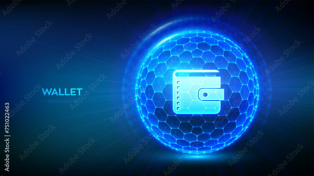 Poster secure digital wallet. online banking. safety payments. secure transactions. personal financial data