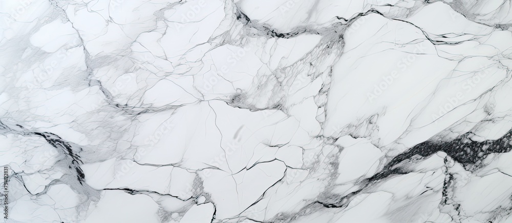 Poster this detailed close-up shows the intricate patterns and textures of white marble. the natural veins 