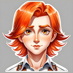 Sunset Stylings: Watercolor Portraits of a Cute Boy Character with Orange Hair in Various Outfits.(Generative AI)