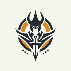 Warrior icon logo. Knight symbol. Shield. Isolated vector illustration.
