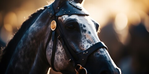 a horse with a leather bridle
