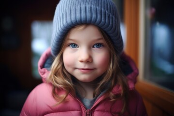 a girl wearing a hat and jacket