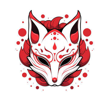 Japanese Kitsune Mask With PNG Image Vector Illustration