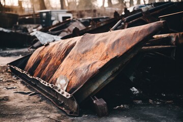 Fototapeta na wymiar a pile of rusted metal objects