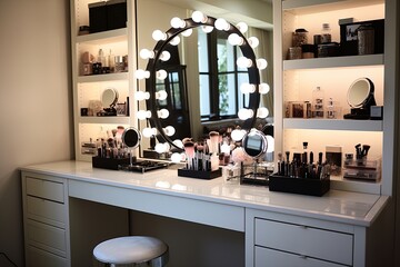 Stylish Glam Home: Hollywood Mirrors and Creative Makeup Storage Integration