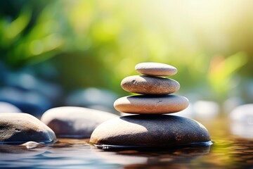 a stack of rocks in water