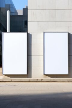 Two White Billboards On A Building