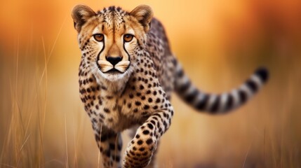 a cheetah running in the grass - Powered by Adobe