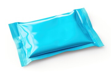 a blue plastic bag with a white background