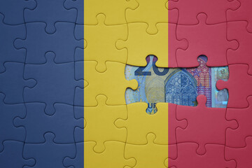 puzzle with the national flag of chad and euro banknote. finance concept