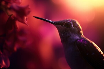 Obraz premium a bird looking at a flower