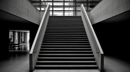 a staircase with a handrail - obrazy, fototapety, plakaty