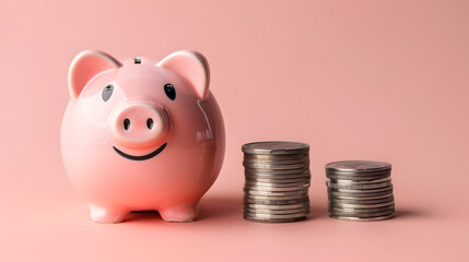 貯金を促す豚の貯金箱のイメージ