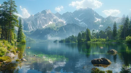 Crédence de cuisine en verre imprimé Alpes Jasna lake with beautiful reflections of the mountains.