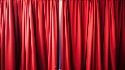 a red curtains on a pole - obrazy, fototapety, plakaty