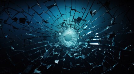 a broken glass with a hole in it - obrazy, fototapety, plakaty