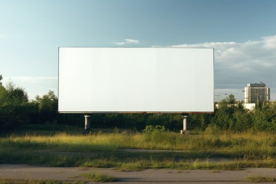 a billboard in a grassy area