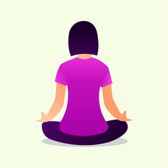 Illustration vector graphic of woman doing meditation on white background. Suitable to place on content about yoga or meditation, etc.