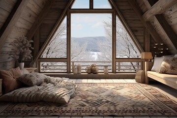 Natural Fiber Rugs & Winter Mosaic: Elegance in Loft Space