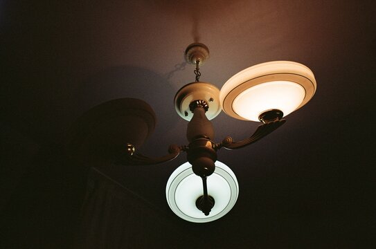Vintage Image Of Chandelier Hanging From The Ceiling