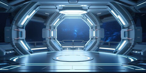 Space station or Sci-fi style futuristic facility external panel surface background. Exterior of scifi device.