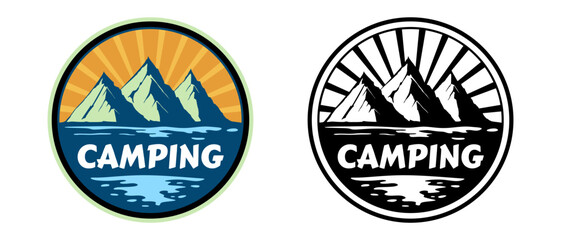 Vintage outdoor camp badges, Vector illustration