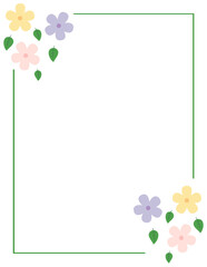 Frame with flowers - Flowers and leaves - Floral ornament -without background